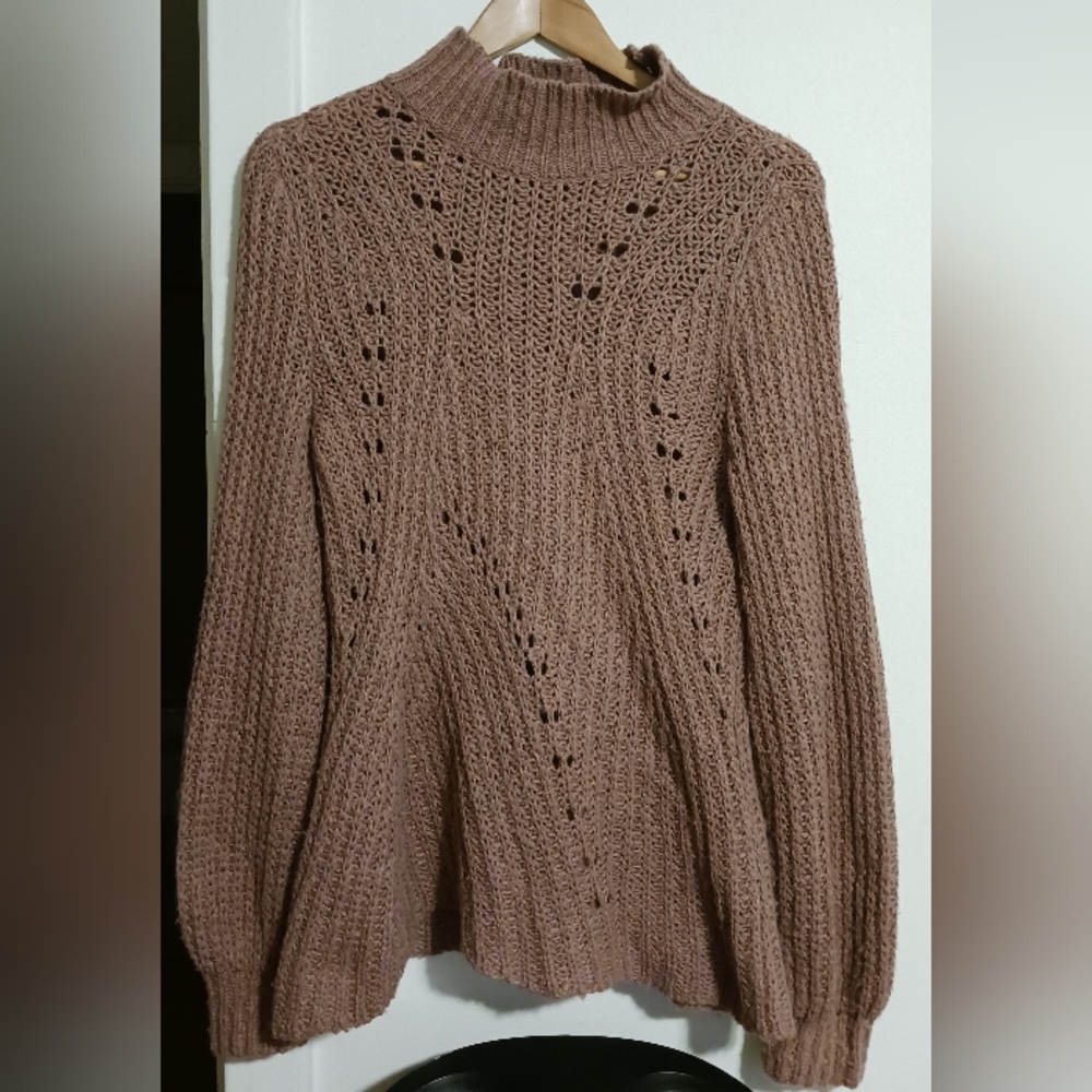 Lucky Brand Womans Medium Brown Boho Sweater Turtleneck Knit